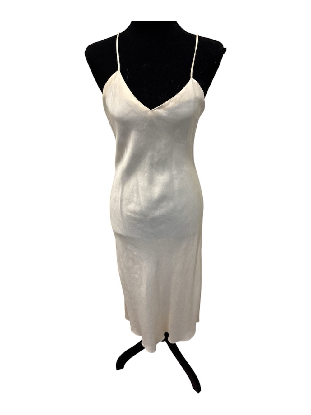 Victoria's Secret Silk-Feel Ivory Slip Dress with Spaghetti Straps